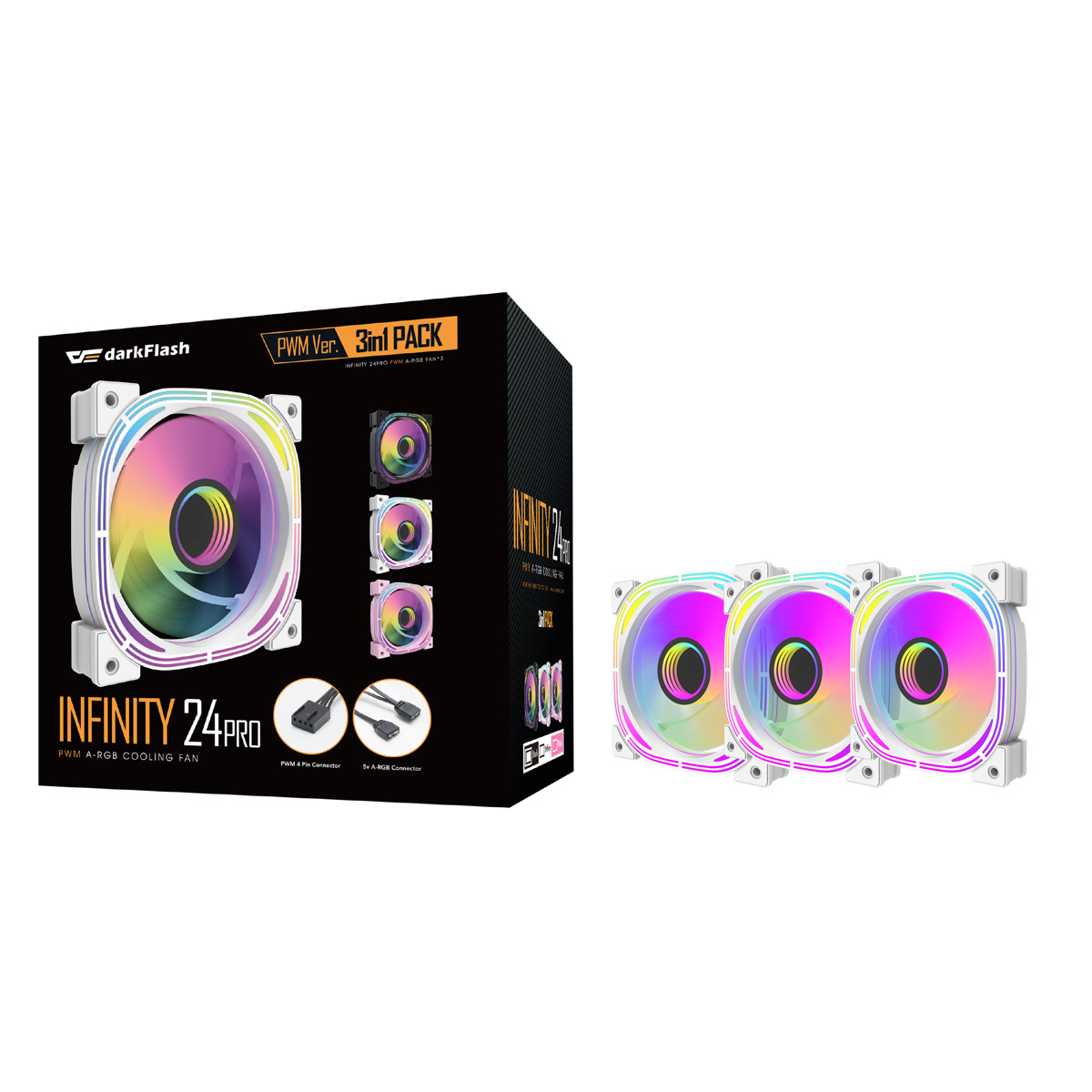 INF24 3 In 1 ARGB  Case Fans White