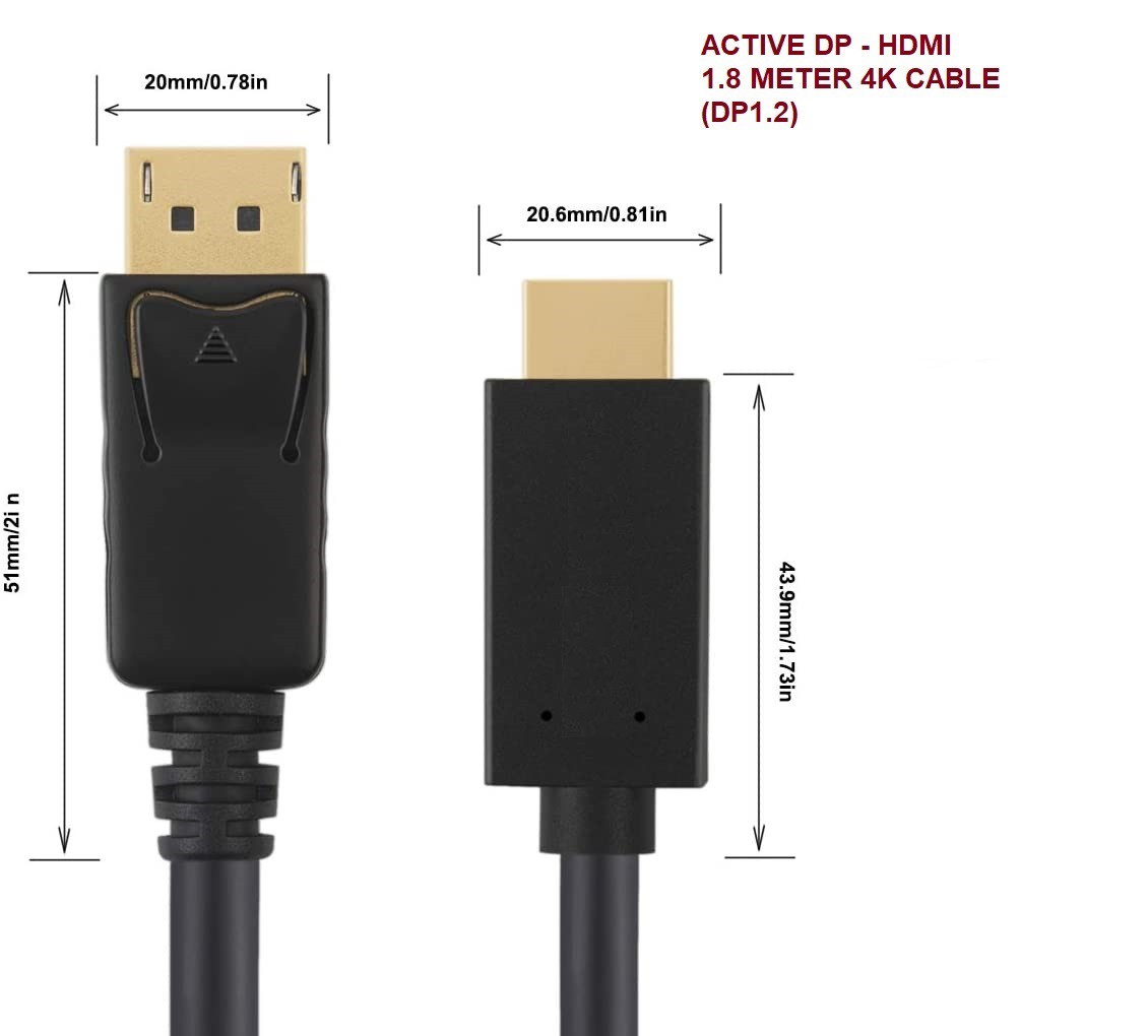 Tortox DisplayPort - HDMI 4K 1.8 Meter Cable